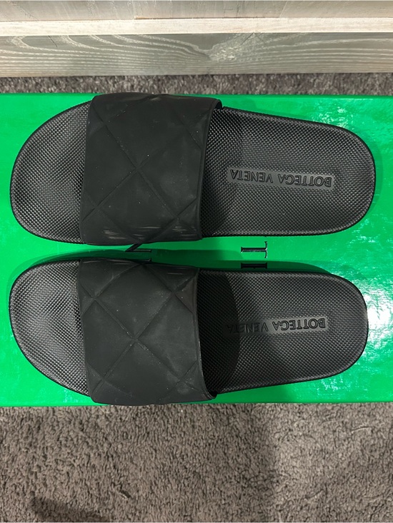 Bottega Veneta Black Quilted Rubber Slide Sandals